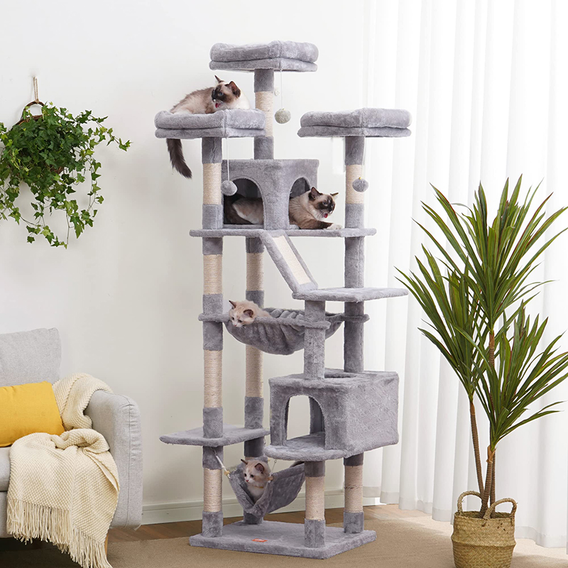 35 Multi Level Cat Condo with Hammock Perch and Kitten Toys (2)