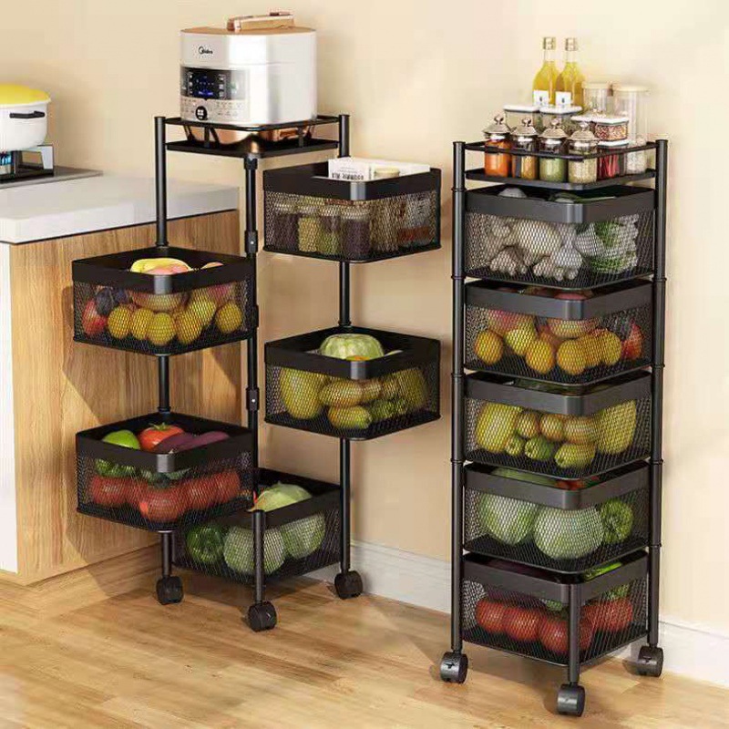 4 Tier 360°Rotating Wheeled Kitchen Vegetable Rack3