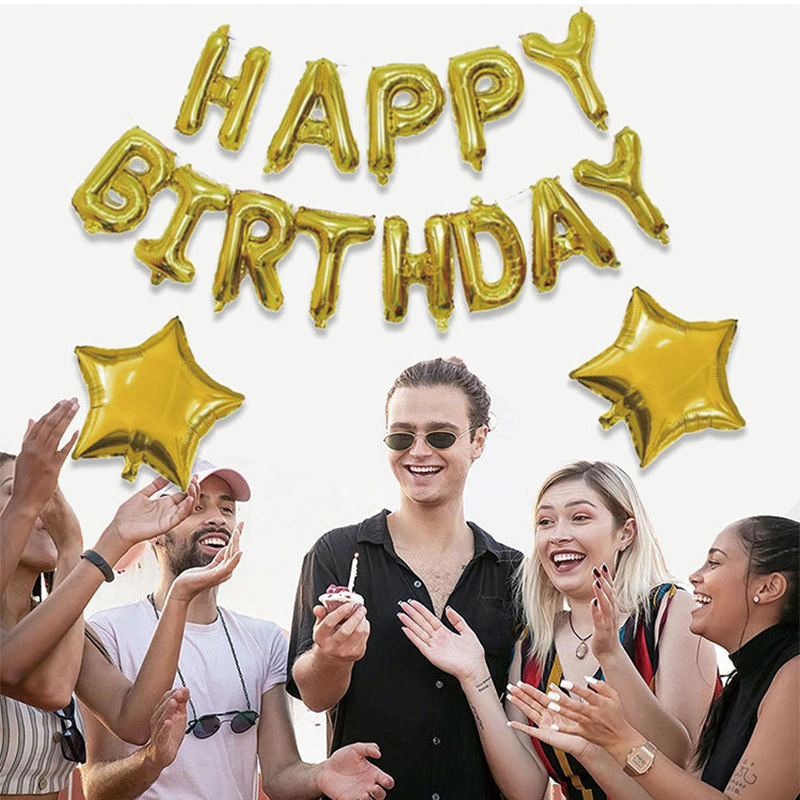 Balloons Gold Happy Birthday Alphabet Banner (2)