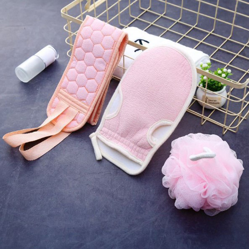 Bath Double Sided Back Rubbing Bath Towel Set of Three (2)