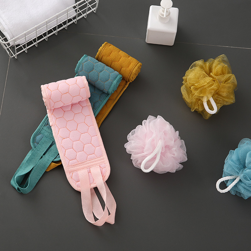 Bath Double Sided Back Rubbing Bath Towel Set of Three (3)