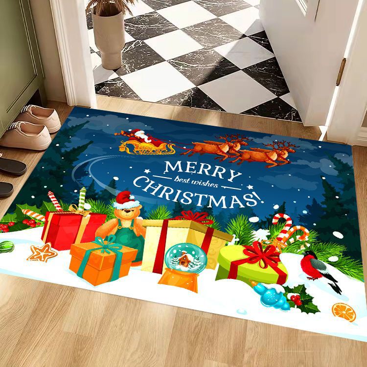 Christmas Indoor Entrance Santa Claus Hold Gift Front Door Mat (3) Christmas Indoor Entrance Santa Claus Hold Gift Front Door Mat (3)
