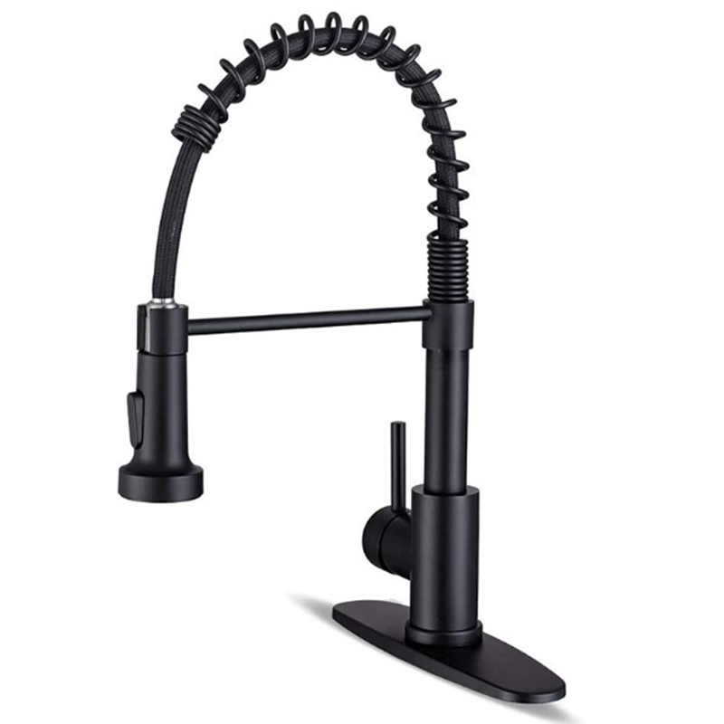 Handle Pull Down Sprayer Spring Kitchen Sink Faucet (1)