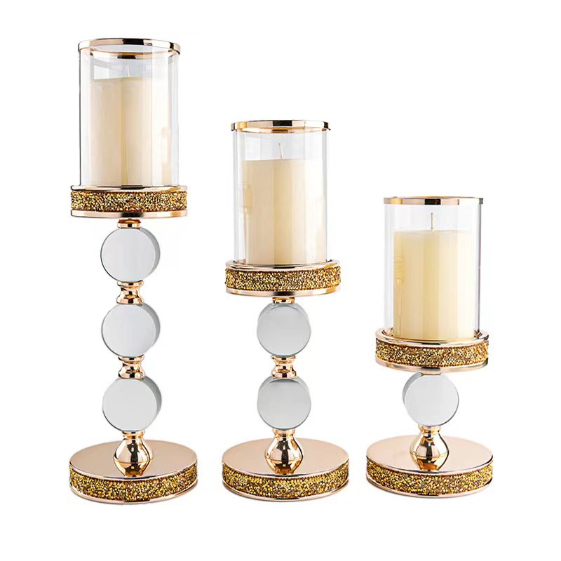 Metal Crystal Candle Holder for Pillar Candle