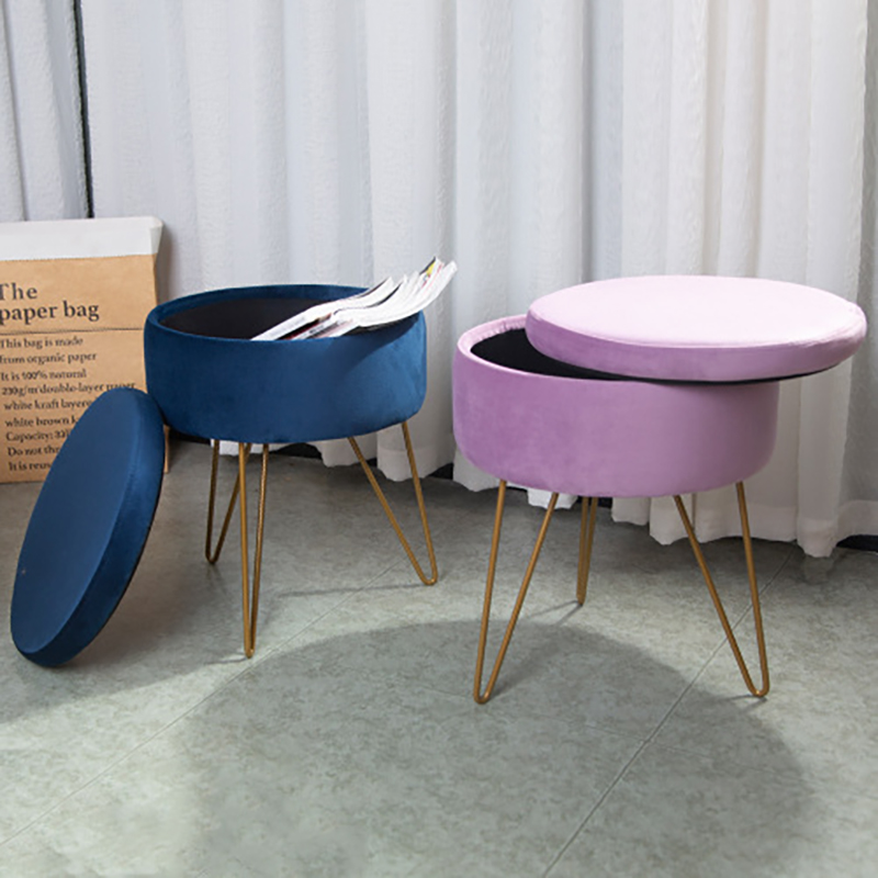 Round Mid Century Modern Luxe Velvet Ottoman (3)