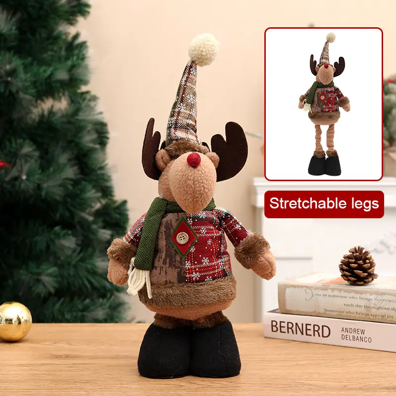 Christmas Snowman Elk Doll Decoration Supplies Retractable Leg Doll (4)