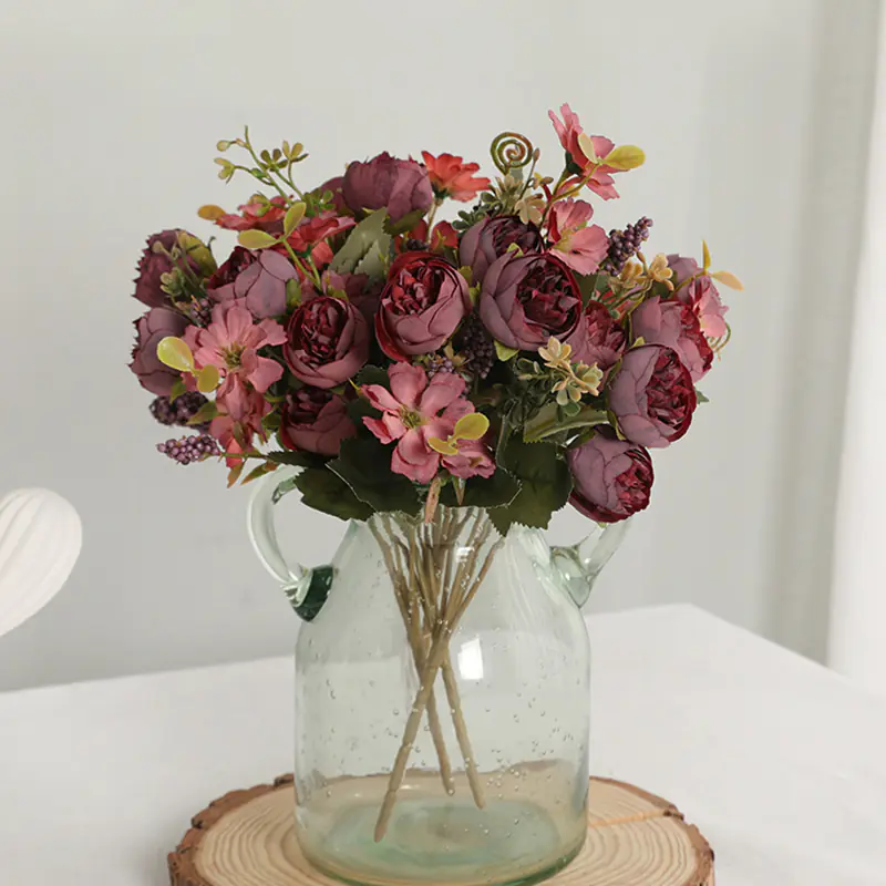 Dining Table Coffee Decoration 5 Head Rose Artificial Flower (2)