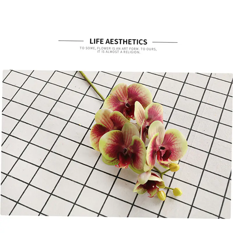 Home Furnishings 3D 6-Head Orchid Fake Flowers