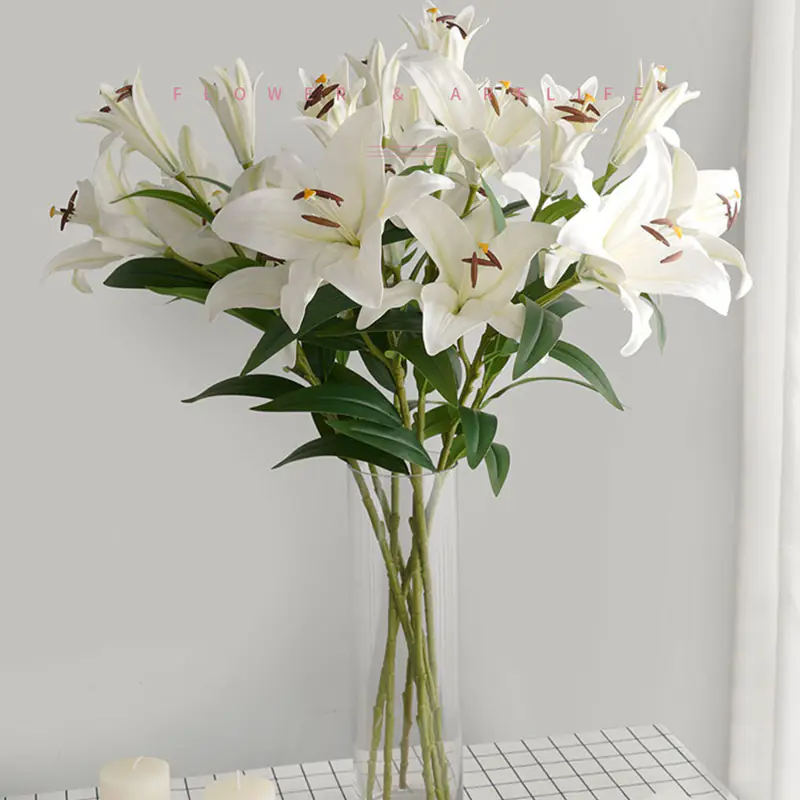 Simulation Bouquet Large 3 head Fragrant Lily (1)