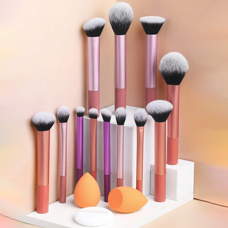 12pcs multicolor long tube makeup brushes