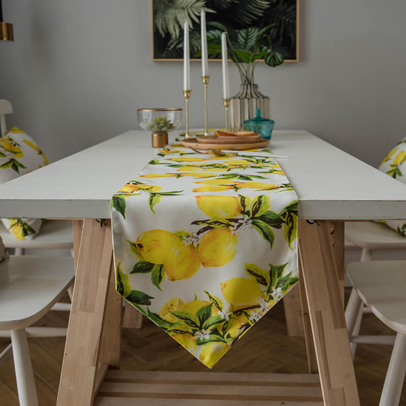 Yellow lemon print double layer table placemat