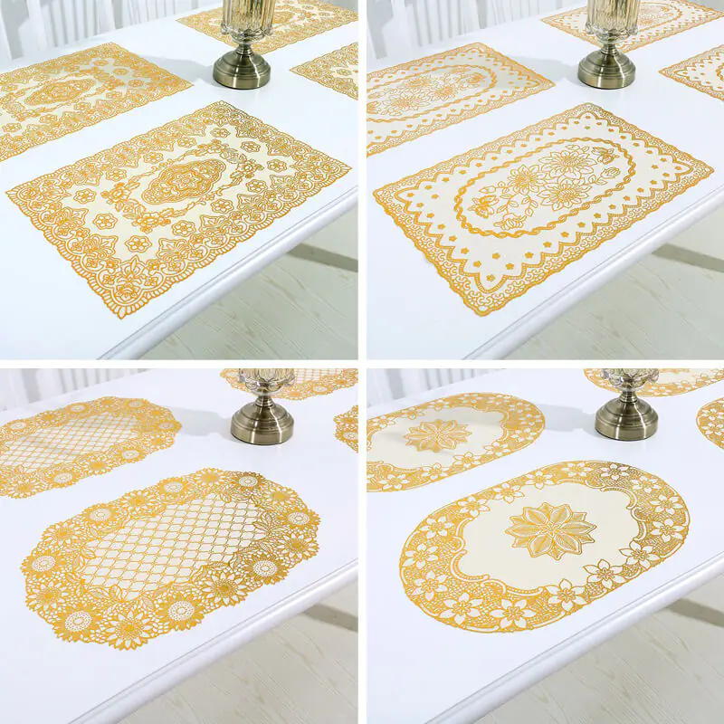 Hollow Lace Gold stamped Placemat (2)