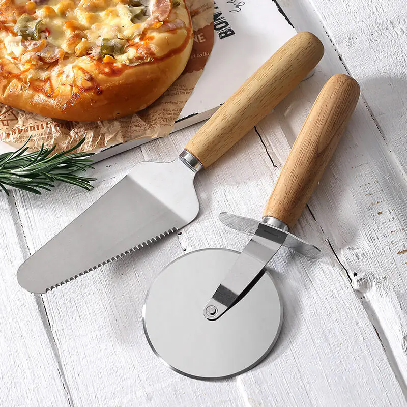 Round Stainless Steel Pizza Knife Shovel 2 Piece Set (3)