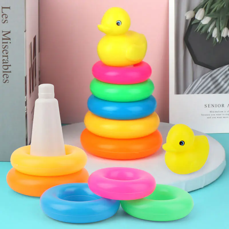 Wholesale Colourful Plastic Rainbow Tower Toys Ring Games (3)