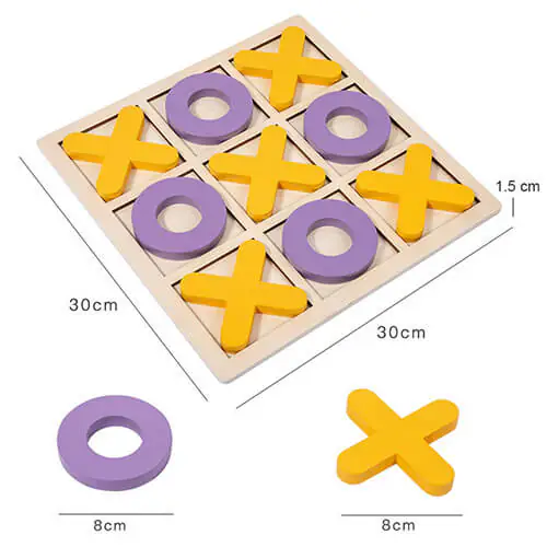 Wooden Large Classic XO Tic Tac Toe Tabletop Game (2)