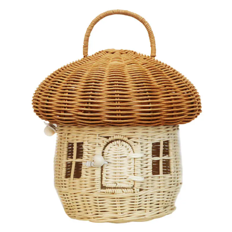 Acorn handbag hand made rattan mushroom storage box (3)