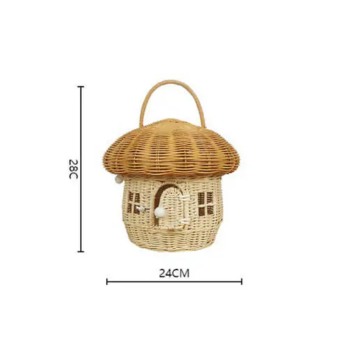 Acorn handbag hand made rattan mushroom storage box (4)