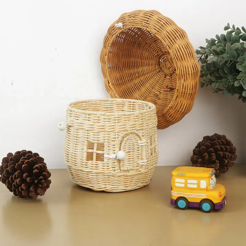 Acorn handbag hand made rattan mushroom storage box