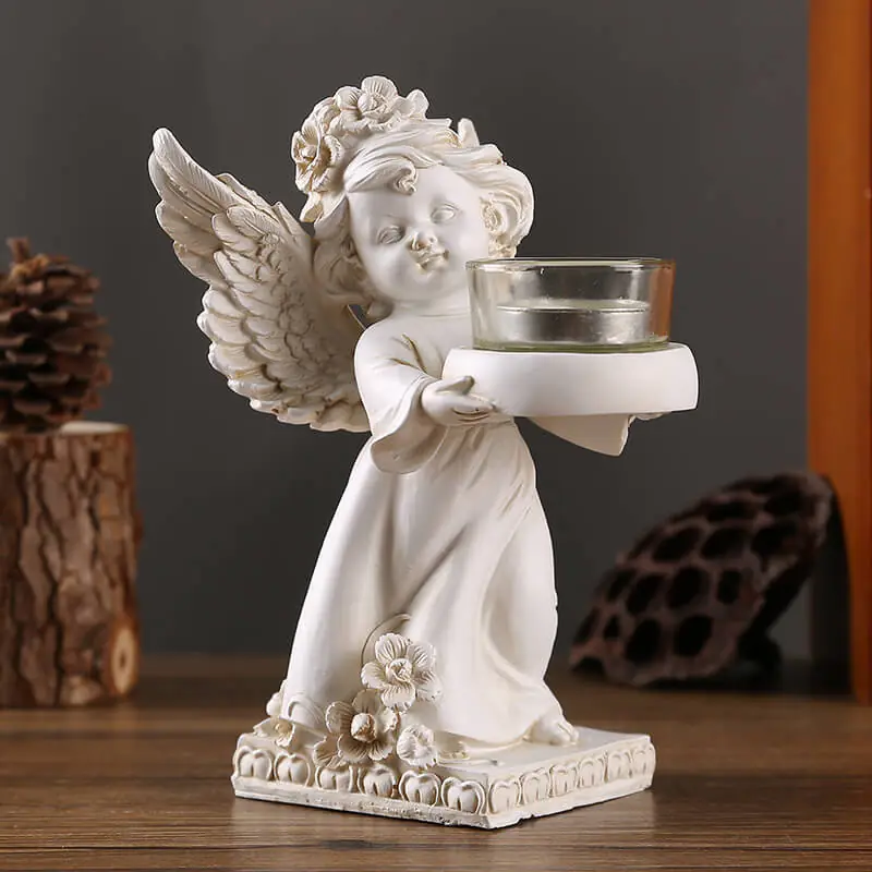 European vintage angel candlestick decoration resin 1