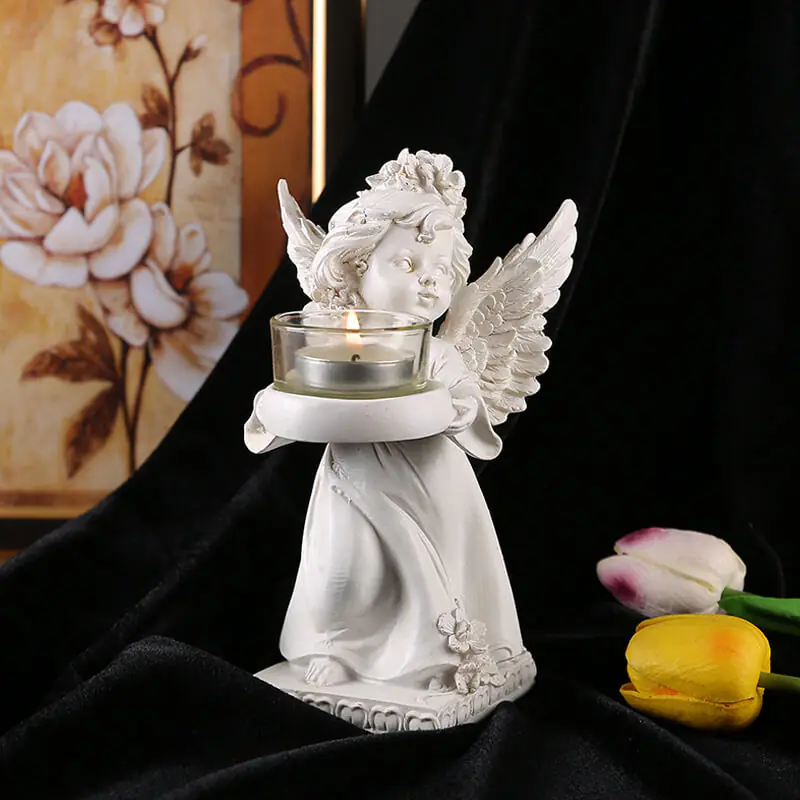 European vintage angel candlestick decoration resin 2