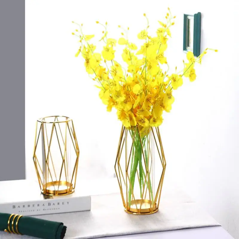 Gold wrought iron hydroponic vase 2