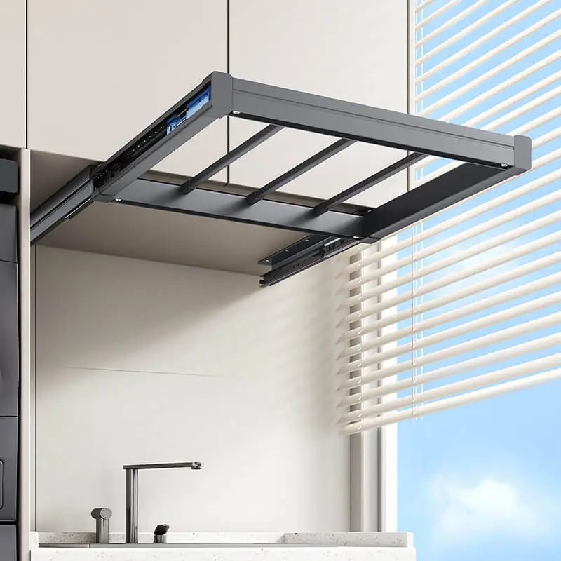 Invisible drying rack Ultra thin home wardrobe built in trouser rack telescopic slide 1