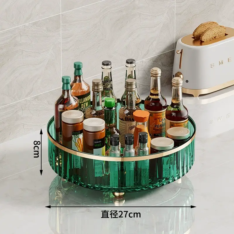 Kitchen turntable transparent seasoning bottle storage rack