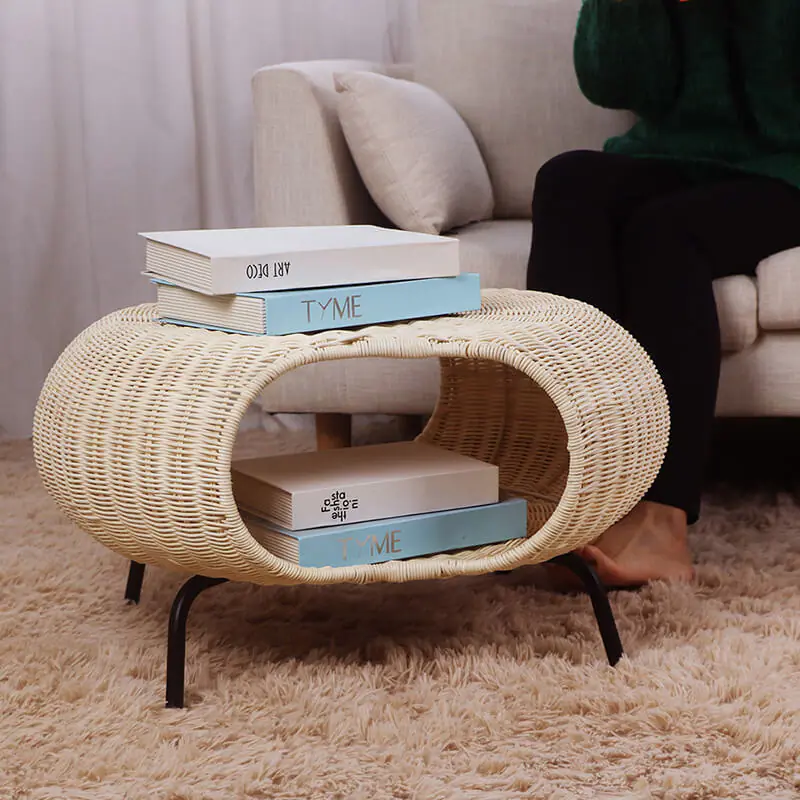 Nordic courtyard balcony living room rattan chair leisure round small tea table (2)