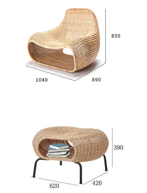 Nordic courtyard balcony living room rattan2