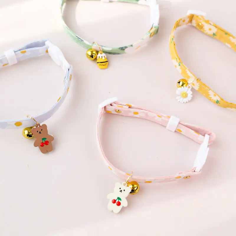 Collar para mascotas, gato, perro, campana, hebilla de seguridad, collar (1)
