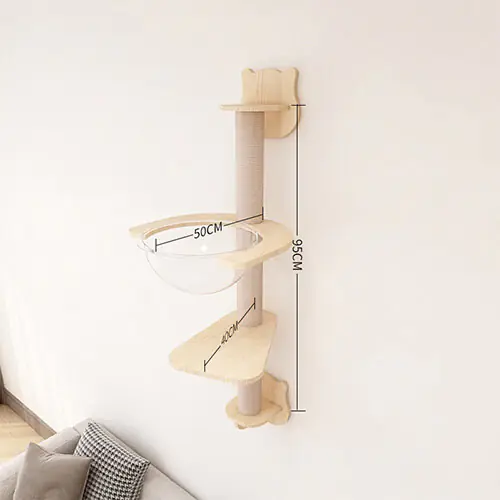 Solid wood cat hammock wall mounted cat climbing frame (3)