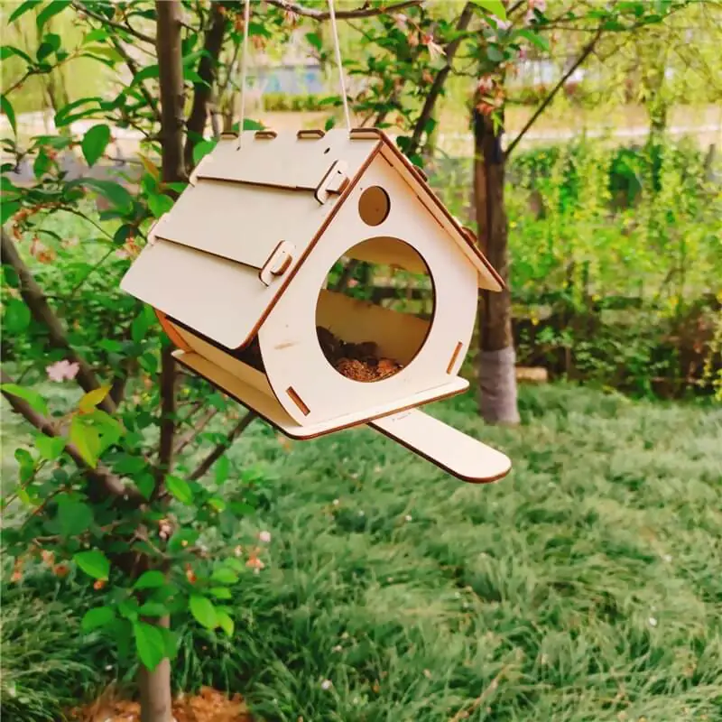 Wooden birdhouse parrot swing bird feeder (3)